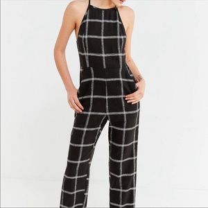 UO Hattie Linen High-neck Jumpsuit